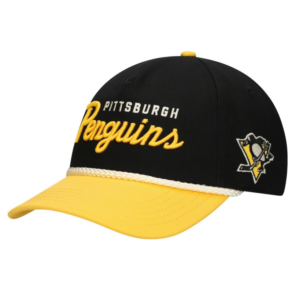 NHL Black/Gold Pittsburgh Penguins American Needle Roscoe Washed Twill Adjustable Hat