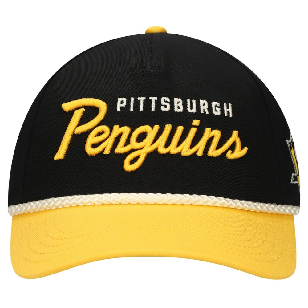 NHL Black/Gold Pittsburgh Penguins American Needle Roscoe Washed Twill Adjustable Hat