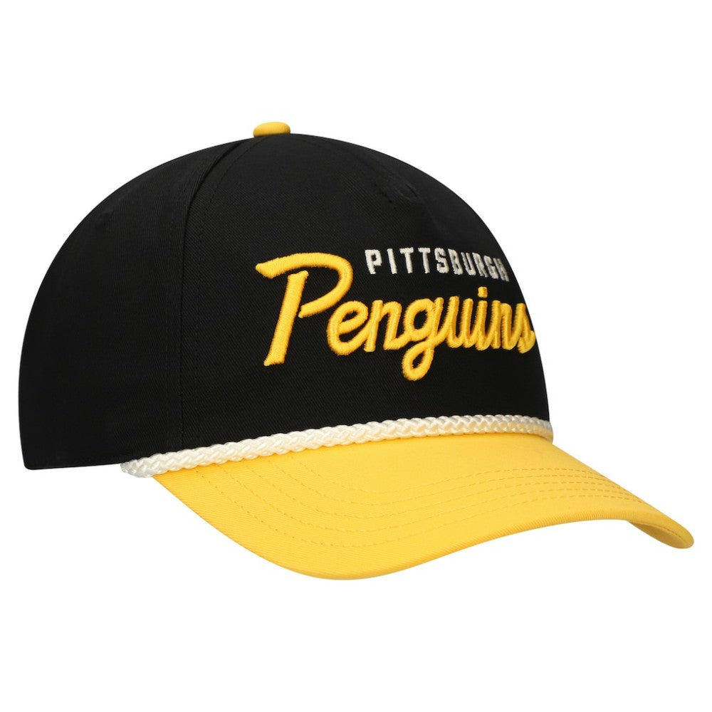 NHL Black/Gold Pittsburgh Penguins American Needle Roscoe Washed Twill Adjustable Hat