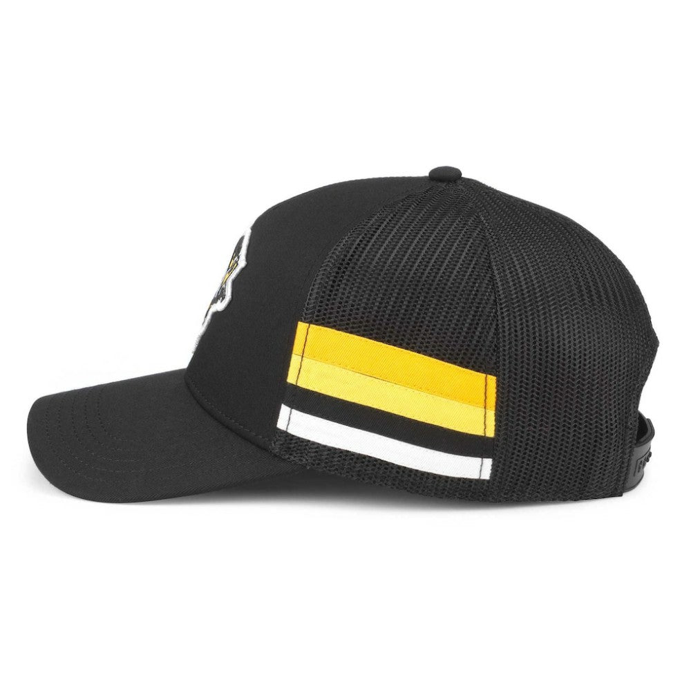 NHL Black Pittsburgh Penguins American Needle HotFoot Stripes Trucker Adjustable Hat