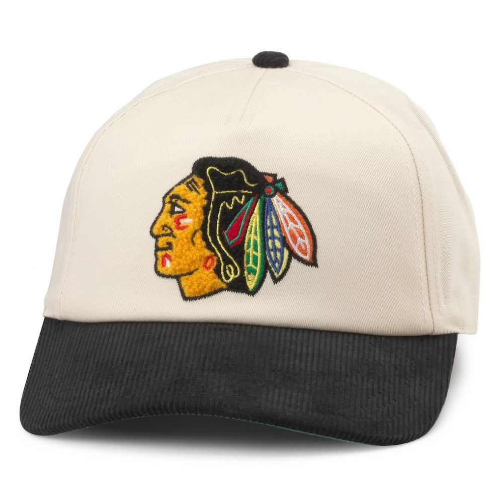NHL Cream/Black Chicago Blackhawks American Needle Burnett Adjustable Hat