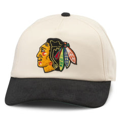 NHL Cream/Black Chicago Blackhawks American Needle Burnett Adjustable Hat