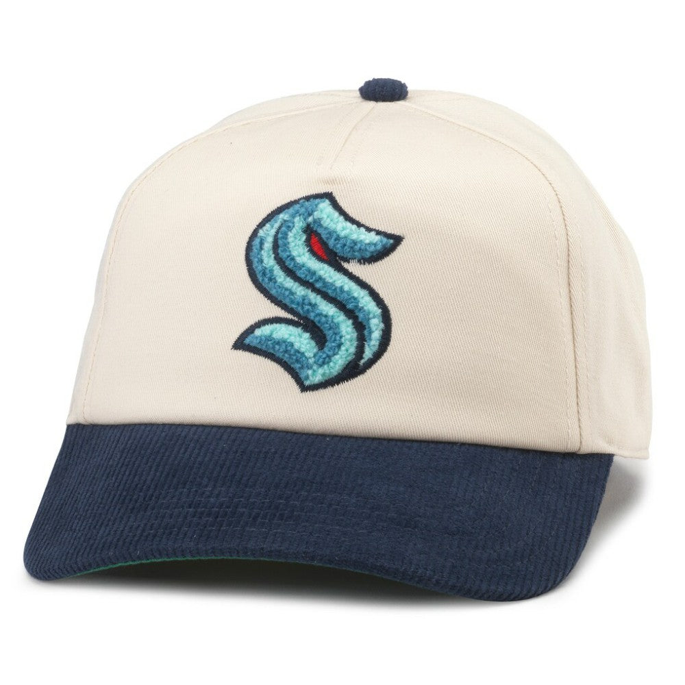 NHL White/Deep Sea Blue Seattle Kraken American Needle Burnett Adjustable Hat