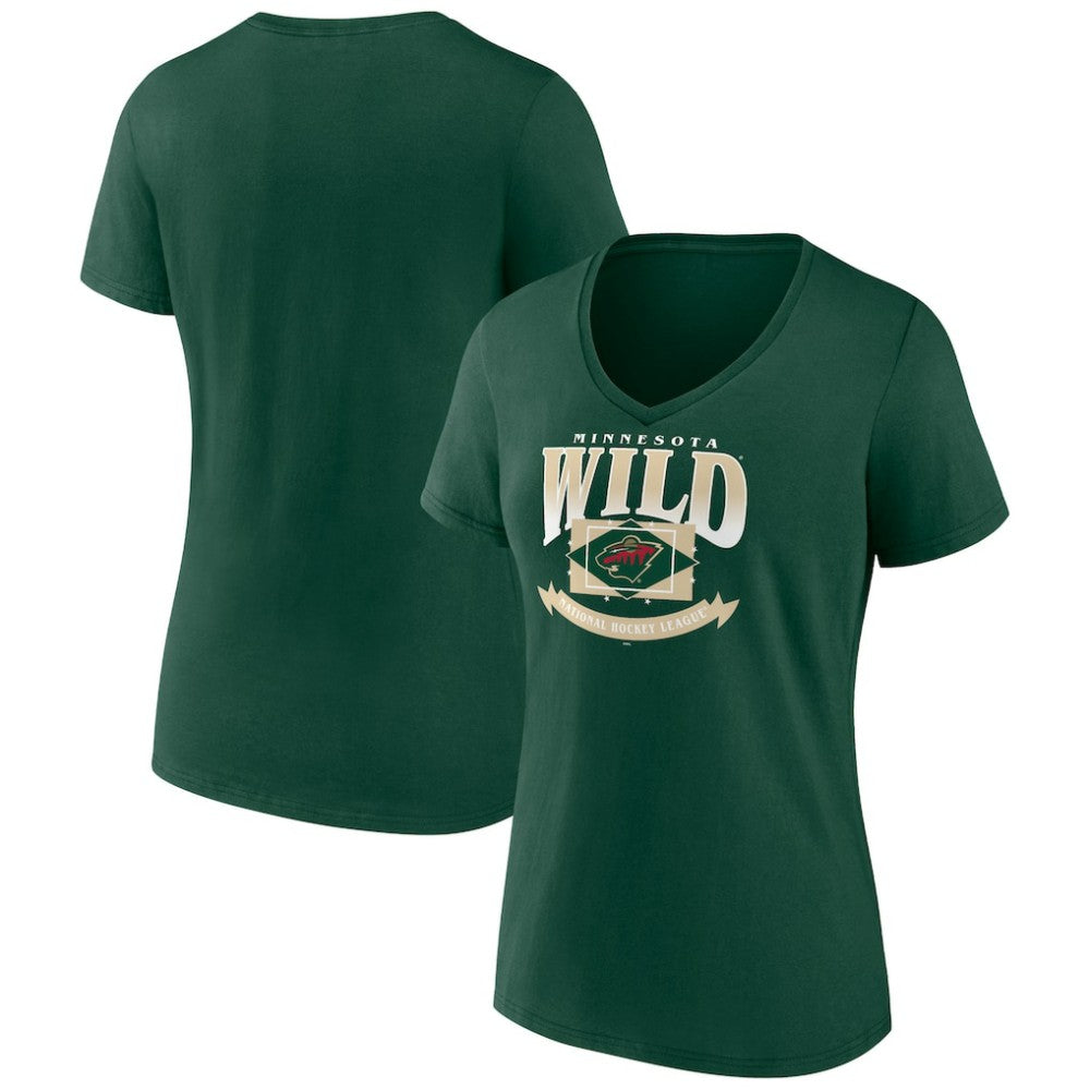 NHL Green Minnesota Wild Women's Slapshot V-Neck T-Shirt