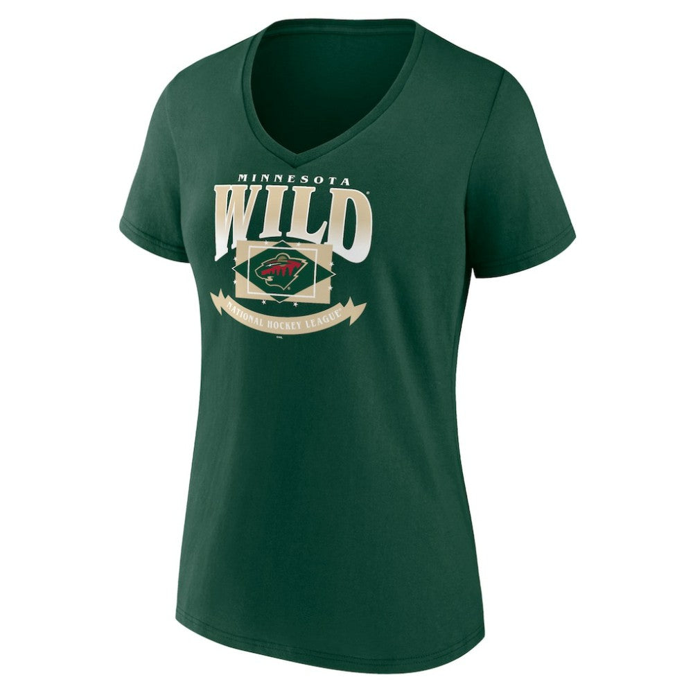 NHL Green Minnesota Wild Women's Slapshot V-Neck T-Shirt