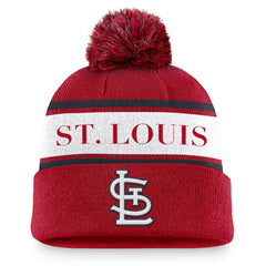 MLB St. Louis Cardinals Nike Team Stripe Peak Cuffed Knit Hat with Pom