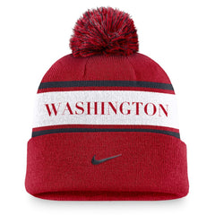 MLB Washington Nationals Nike Team Stripe Peak Cuffed Knit Hat with Pom