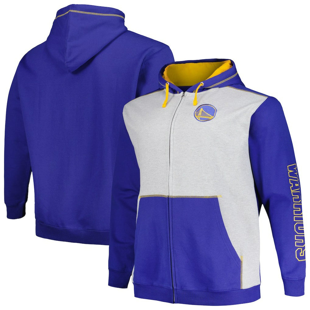 NBA Golden State Warriors Big & Tall Contrast Pieced Stitched Full-Zip Hoodie sale