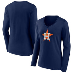 MLB Houston Astros Fanatics Women's Official Logo V-Neck Long Sleeve T-Shirt
