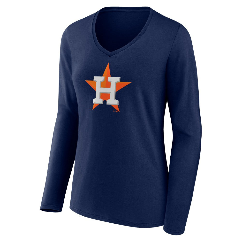 MLB Houston Astros Fanatics Women's Official Logo V-Neck Long Sleeve T-Shirt