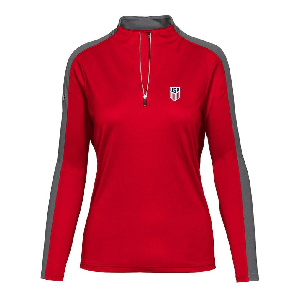 USMNT Levelwear Women's Quarter-Zip Pullover Top -  Red