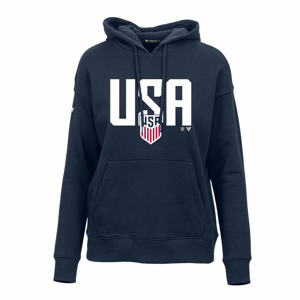 USMNT Levelwear Women's Podium Mascot Pullover Hoodie -  Navy