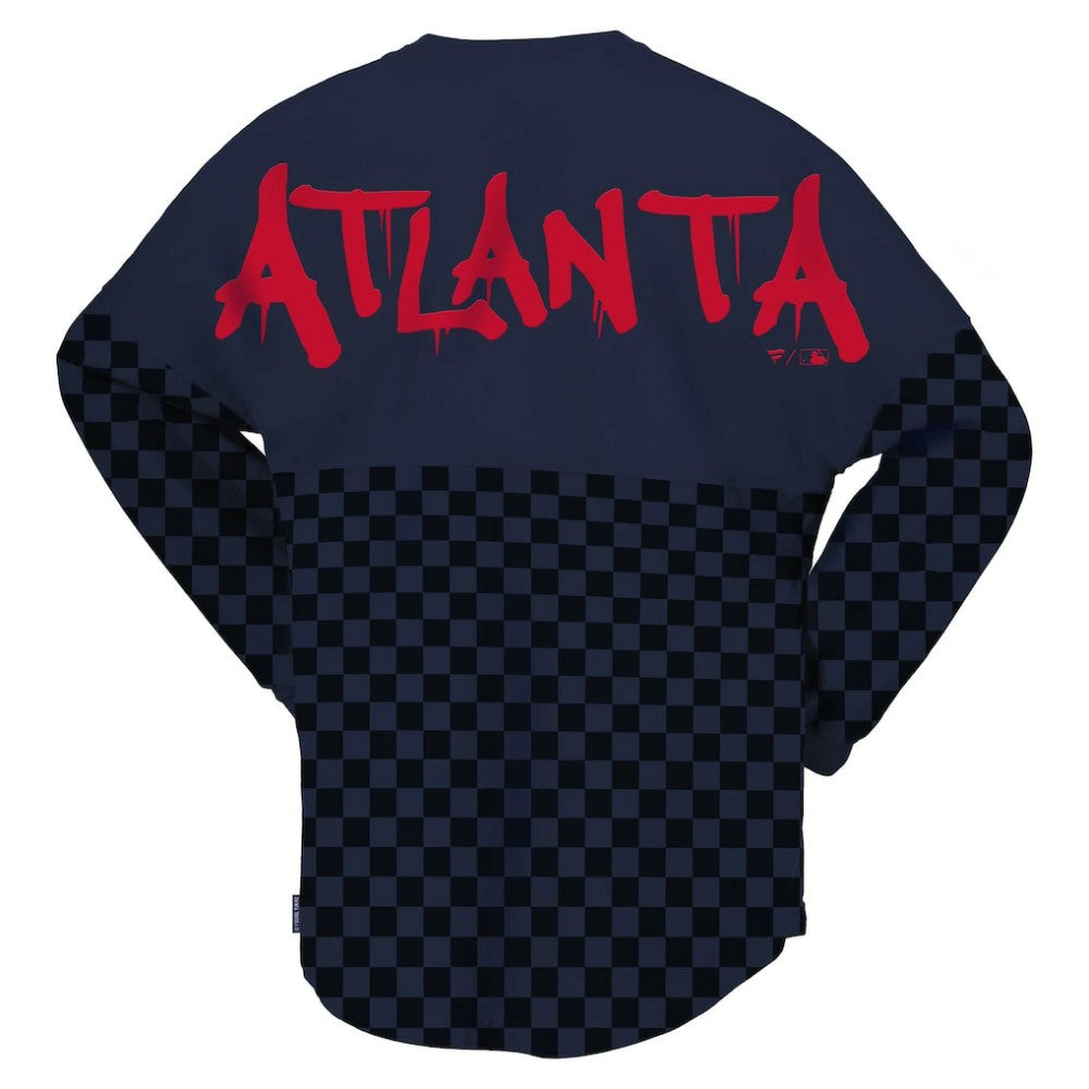MLB Atlanta Braves Fanatics Women's Checker Print Long Sleeve T-Shirt