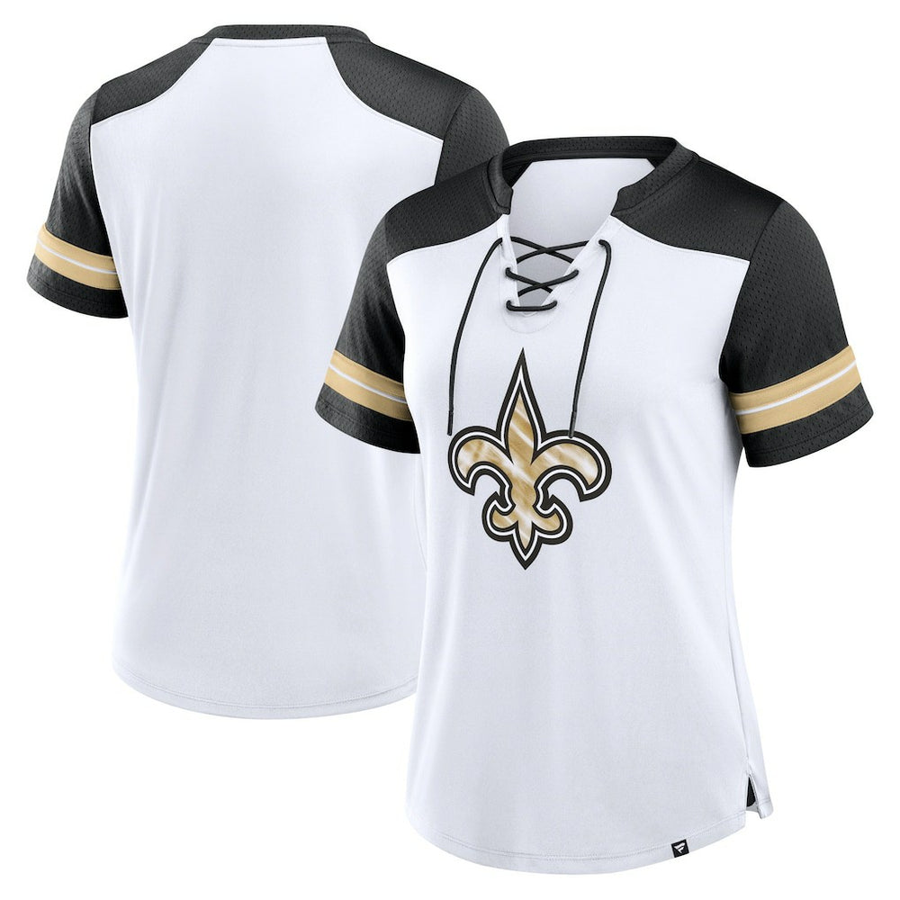 Women's Foiled Primary Lace-Up T-Shirt - New Orleans Saints