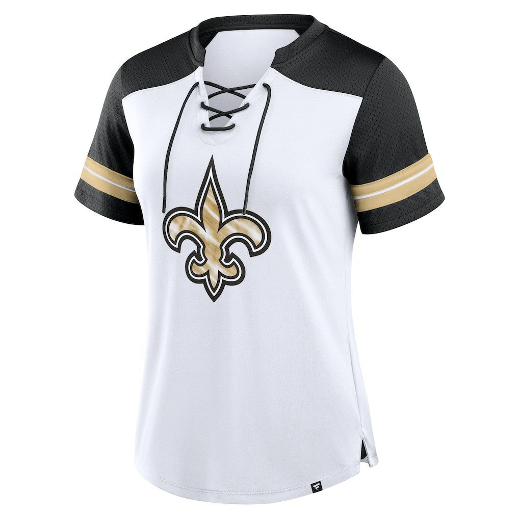 Women's Foiled Primary Lace-Up T-Shirt - New Orleans Saints