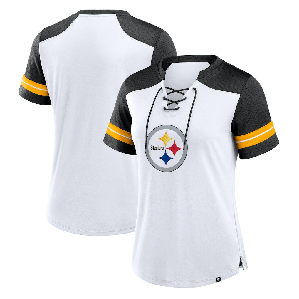 Women's Foiled Primary Lace-Up T-Shirt - Pittsburgh Steelers