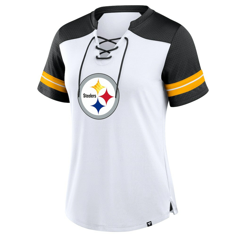 Women's Foiled Primary Lace-Up T-Shirt - Pittsburgh Steelers