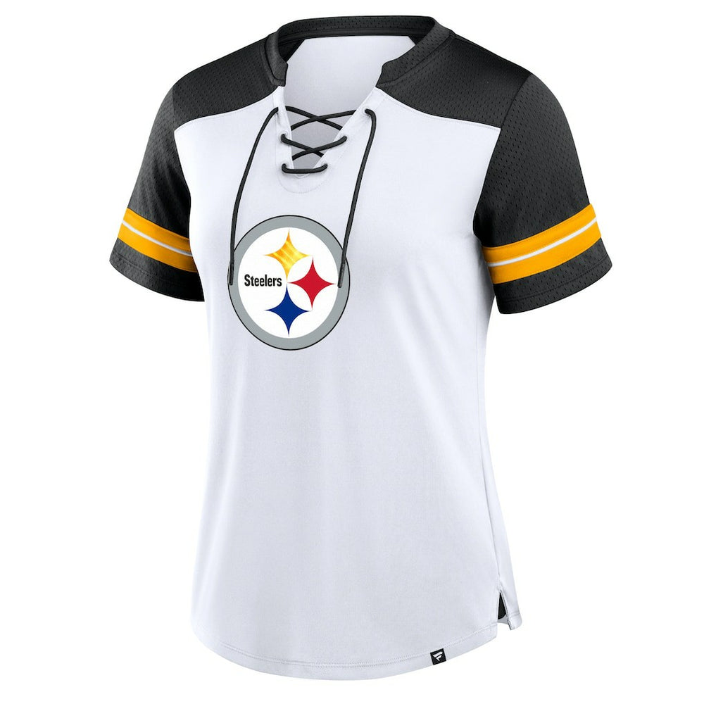 Women's Foiled Primary Lace-Up T-Shirt - Pittsburgh Steelers