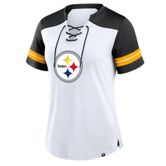 Women's Foiled Primary Lace-Up T-Shirt - Pittsburgh Steelers