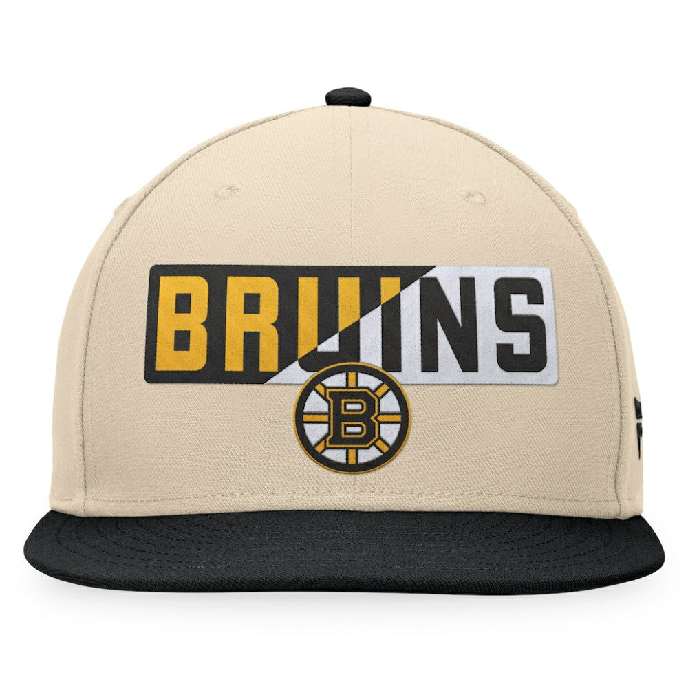 NHL Cream/Black Boston Bruins Fanatics Goalaso Snapback Hat