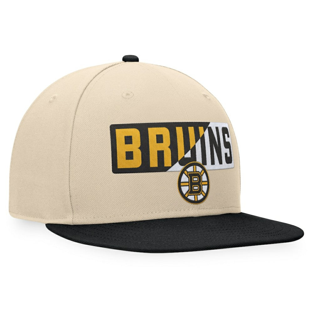 NHL Cream/Black Boston Bruins Fanatics Goalaso Snapback Hat
