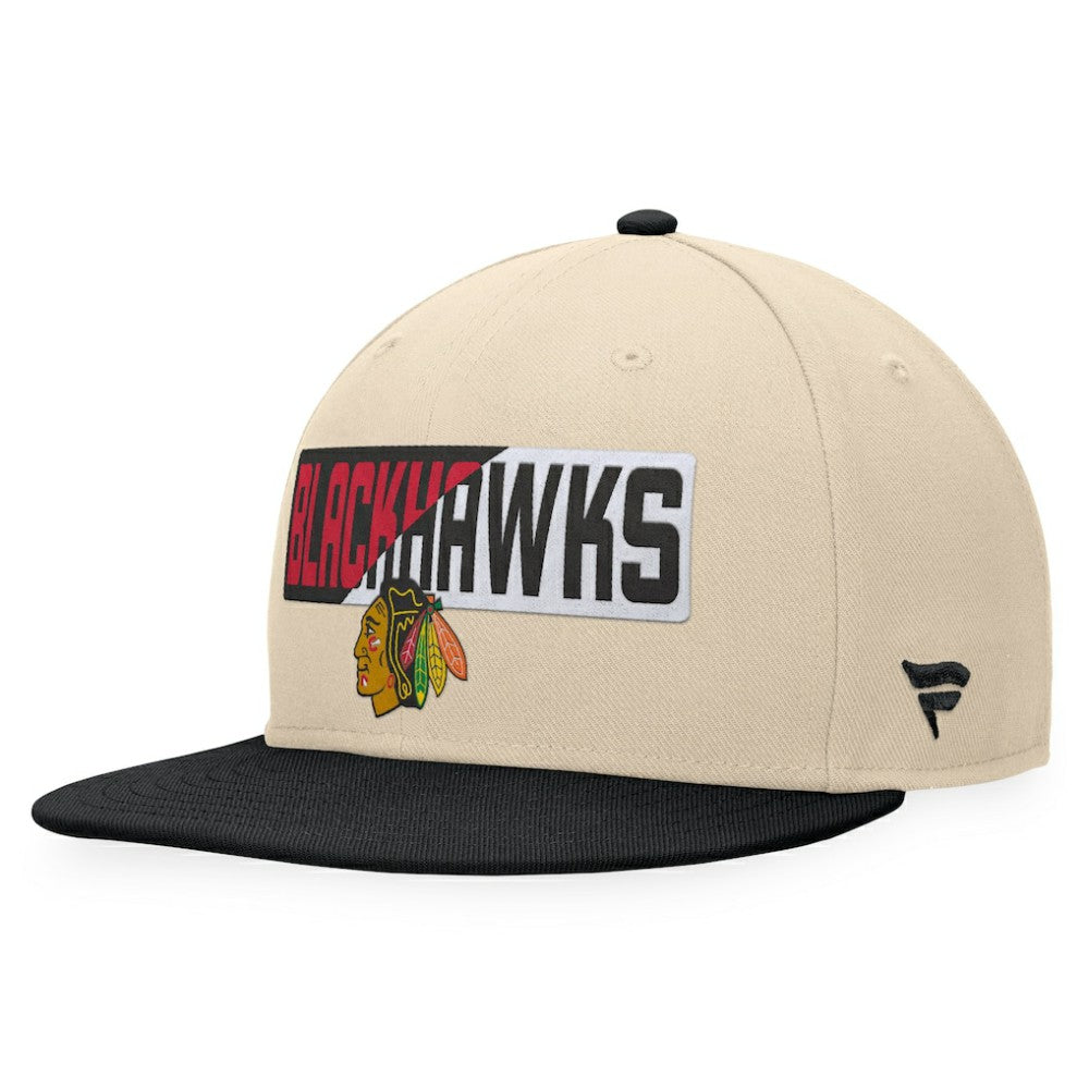 NHL Cream/Black Chicago Blackhawks Fanatics Goalaso Snapback Hat