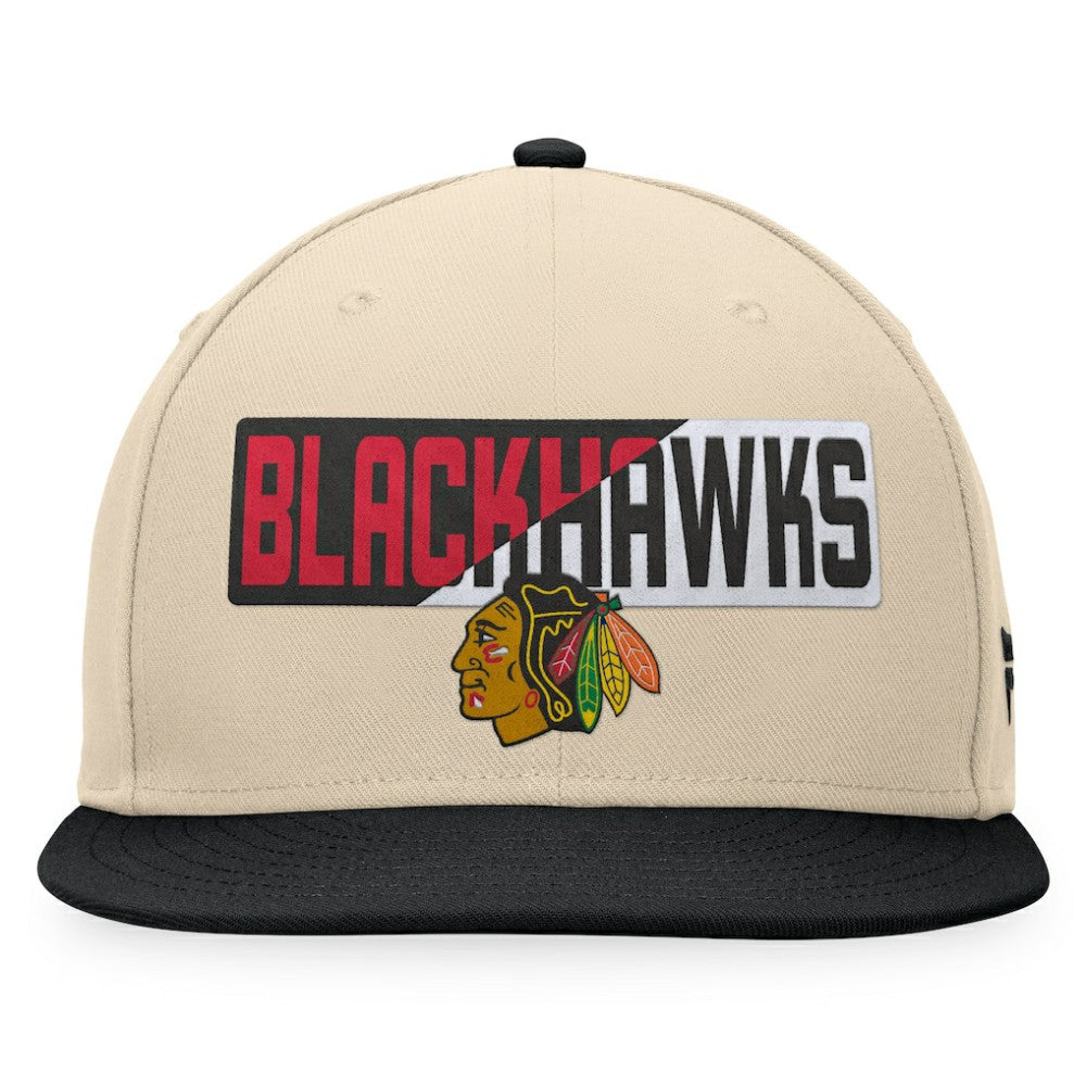 NHL Cream/Black Chicago Blackhawks Fanatics Goalaso Snapback Hat
