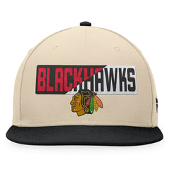NHL Cream/Black Chicago Blackhawks Fanatics Goalaso Snapback Hat