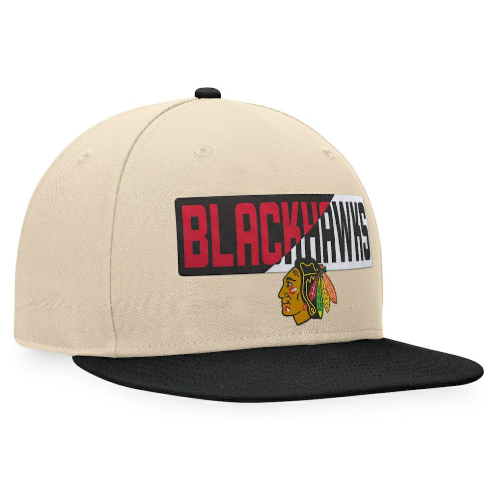 NHL Cream/Black Chicago Blackhawks Fanatics Goalaso Snapback Hat