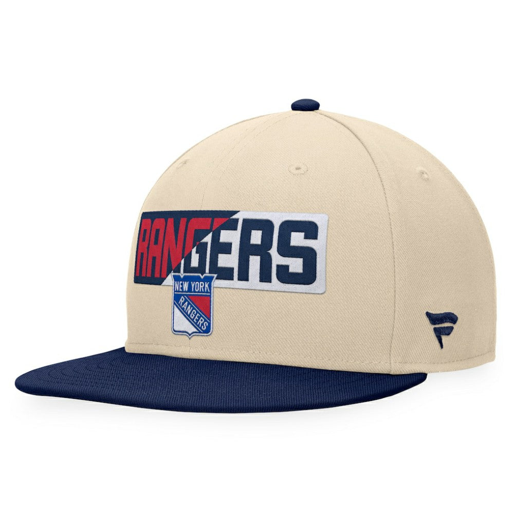 NHL Cream/Navy New York Rangers Fanatics Goalaso Snapback Hat