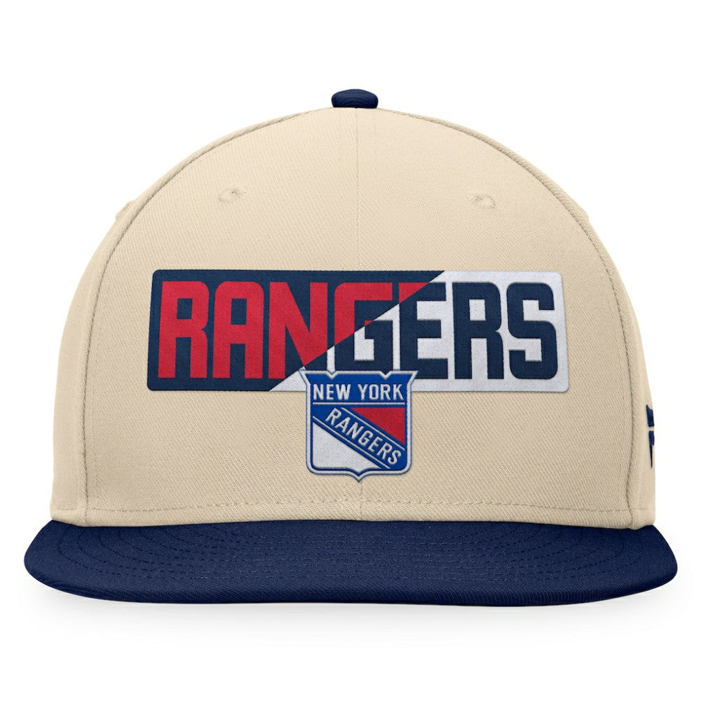 NHL Cream/Navy New York Rangers Fanatics Goalaso Snapback Hat