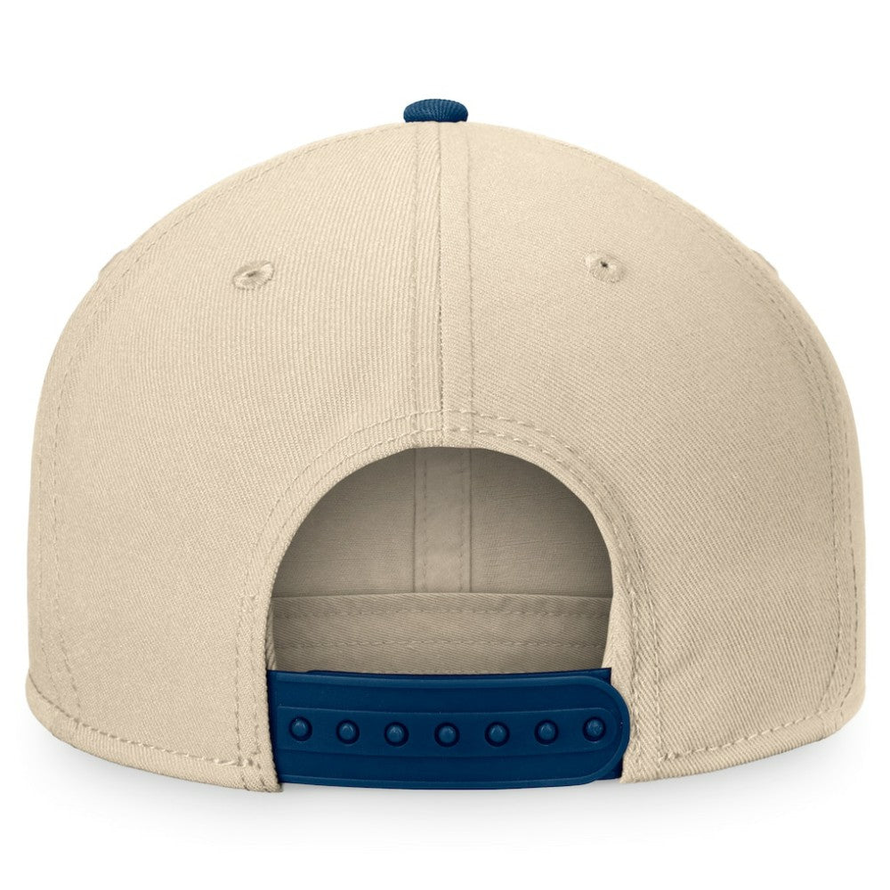 NHL Cream/Deep Sea Blue Seattle Kraken Fanatics Goalaso Snapback Hat
