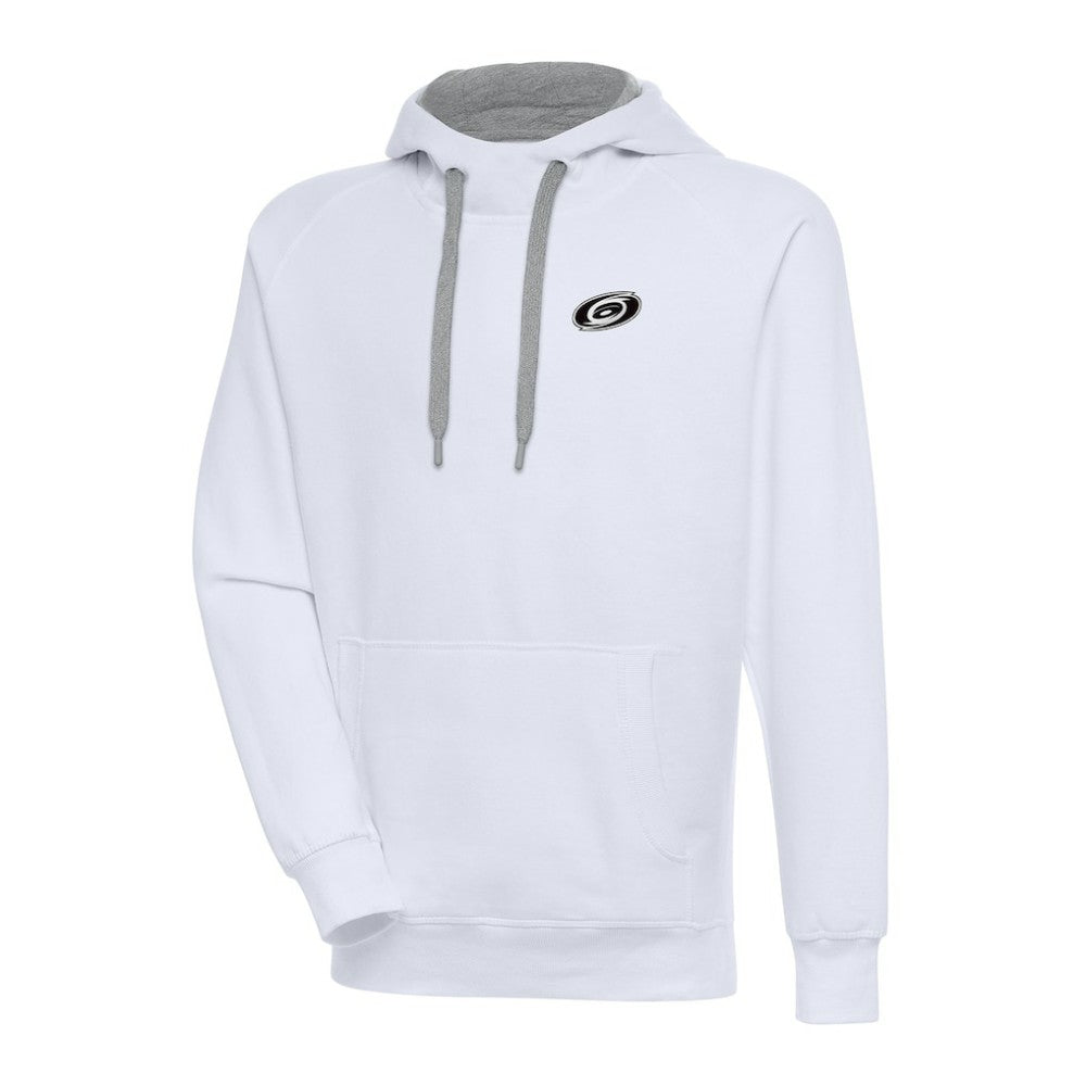 NHL White Carolina Hurricanes Antigua Metallic Logo Victory Pullover Hoodie