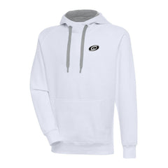 NHL White Carolina Hurricanes Antigua Metallic Logo Victory Pullover Hoodie