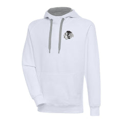 NHL White Chicago Blackhawks Antigua Metallic Logo Victory Pullover Hoodie