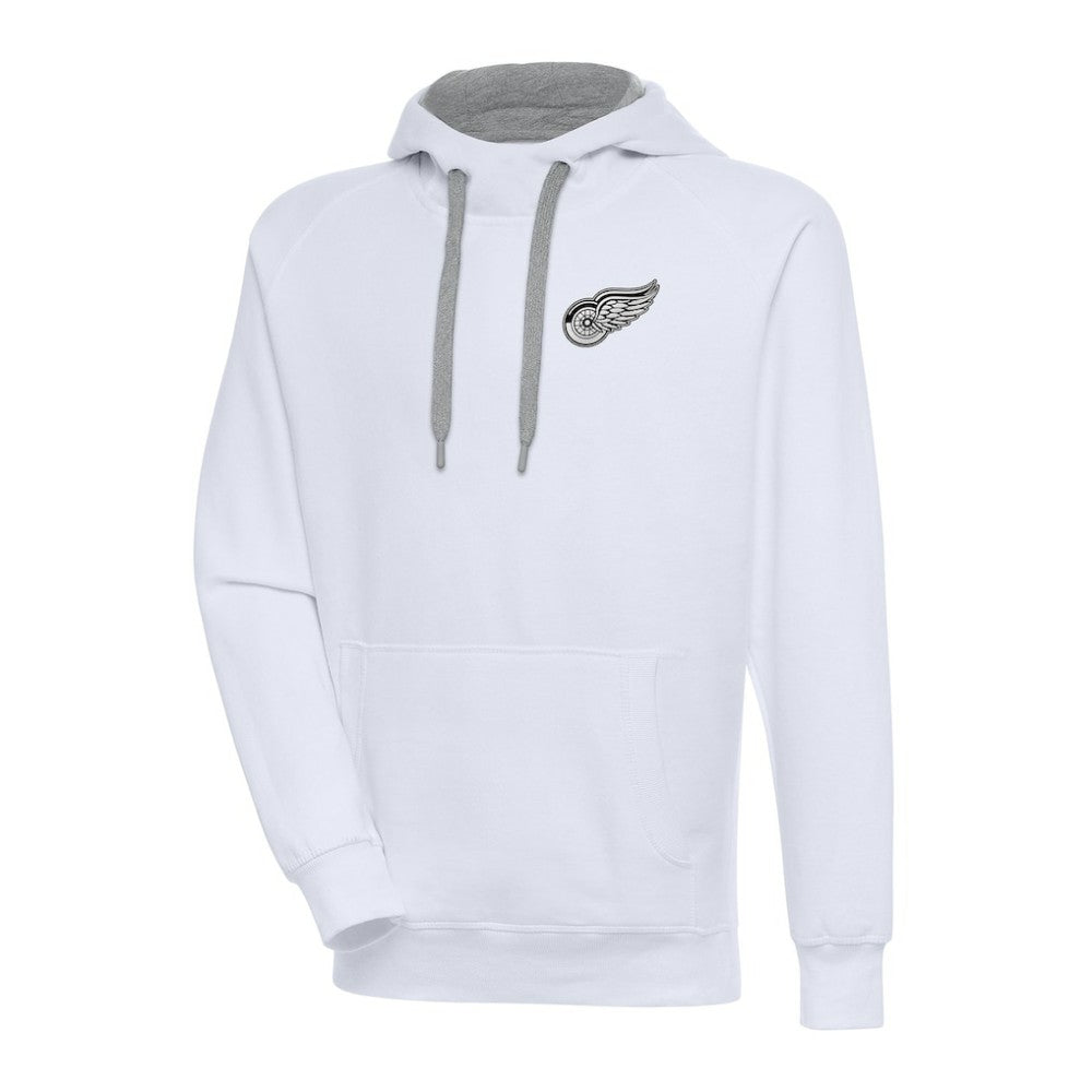 NHL White Detroit Red Wings Antigua Metallic Logo Victory Pullover Hoodie