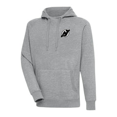 NHL Heather Gray New Jersey Devils Antigua Metallic Logo Victory Pullover Hoodie