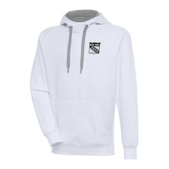 NHL White New York Rangers Antigua Metallic Logo Victory Pullover Hoodie