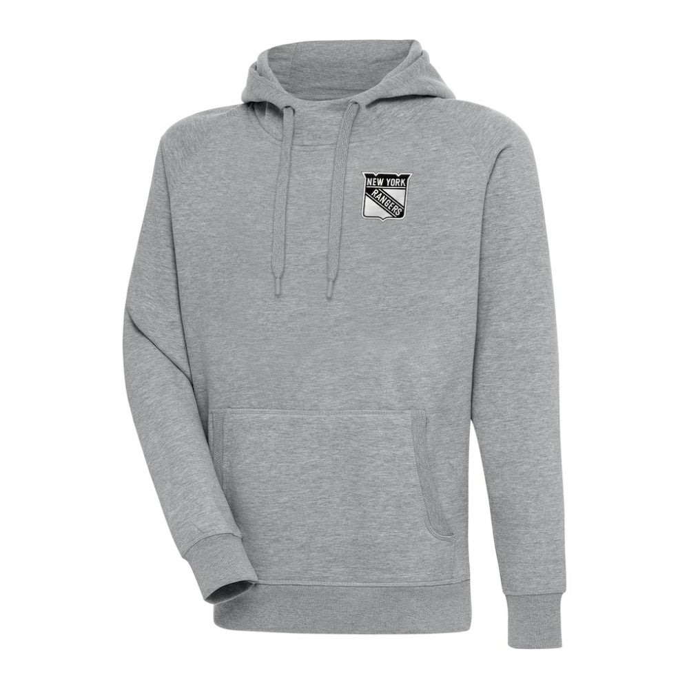 NHL Heather Gray New York Rangers Antigua Metallic Logo Victory Pullover Hoodie