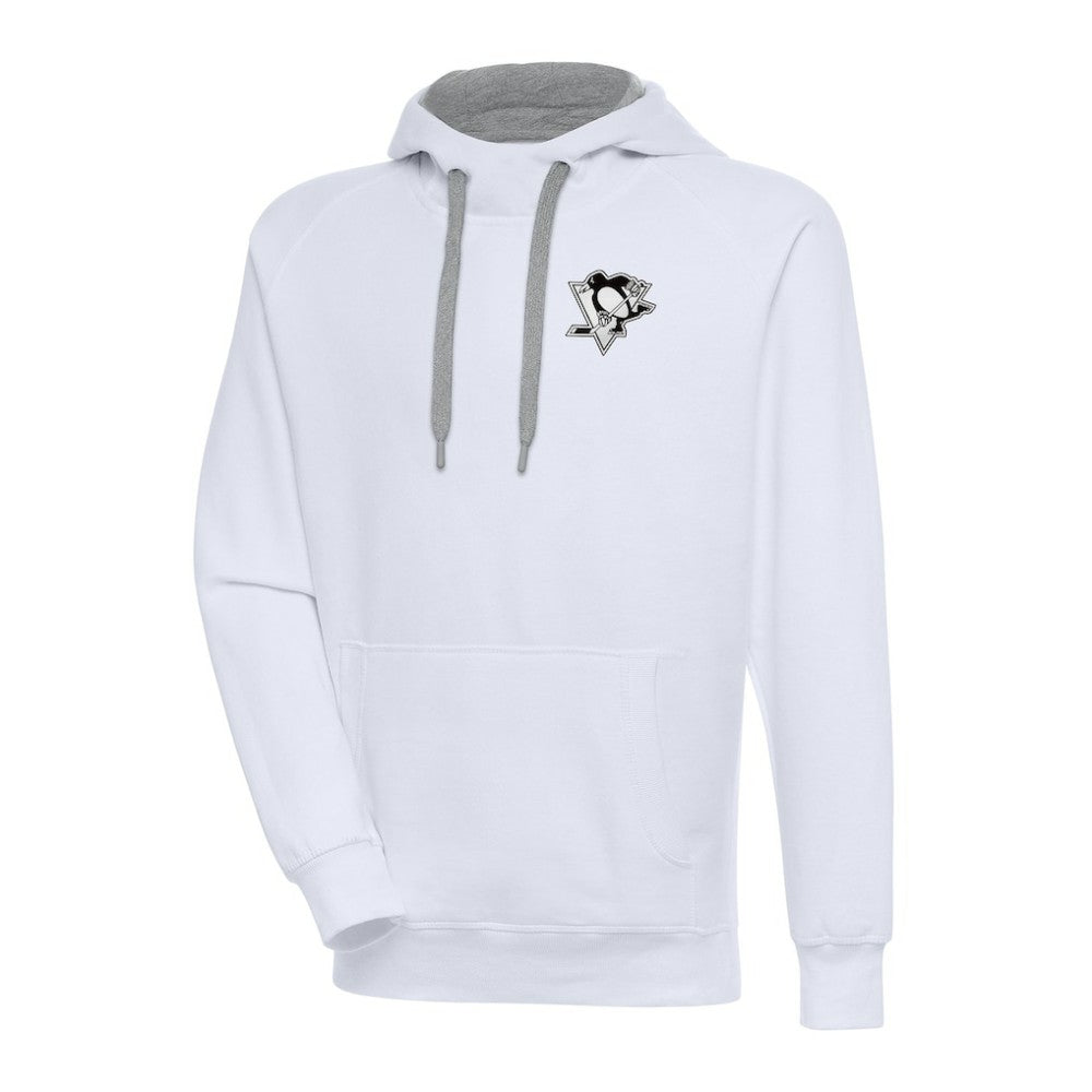 NHL White Pittsburgh Penguins Antigua Metallic Logo Victory Pullover Hoodie
