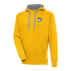 NHL Gold Pittsburgh Penguins Antigua Metallic Logo Victory Pullover Hoodie