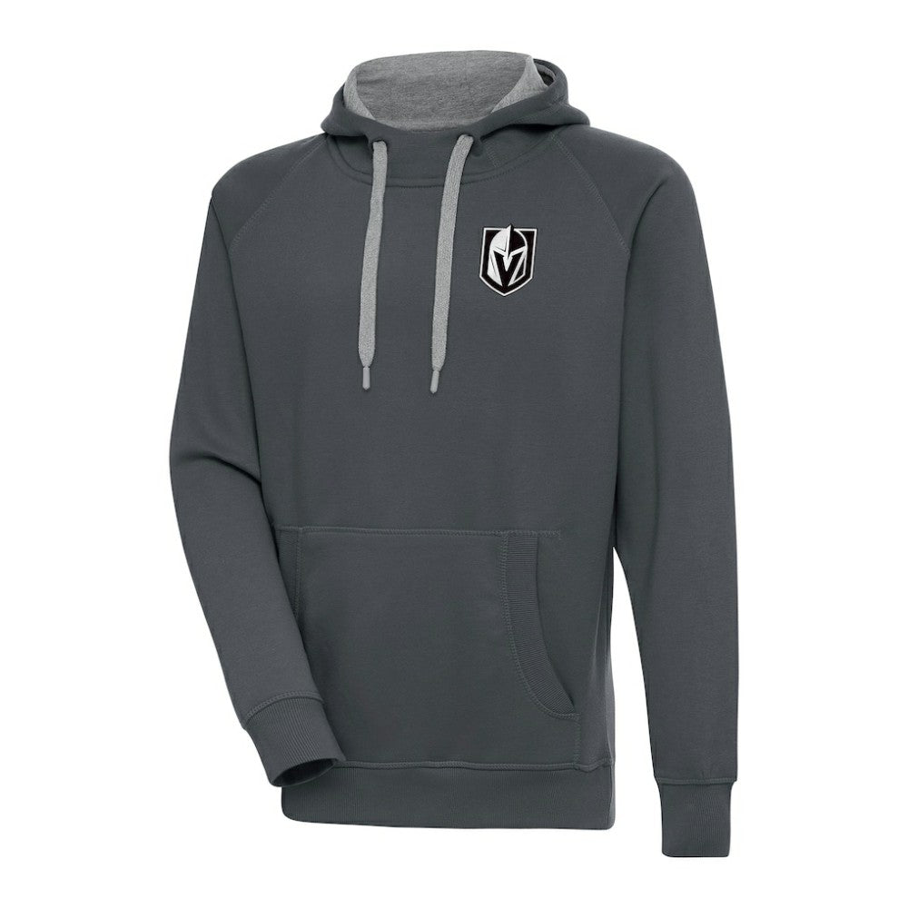 NHL Charcoal Vegas Golden Knights Antigua Metallic Logo Victory Pullover Hoodie