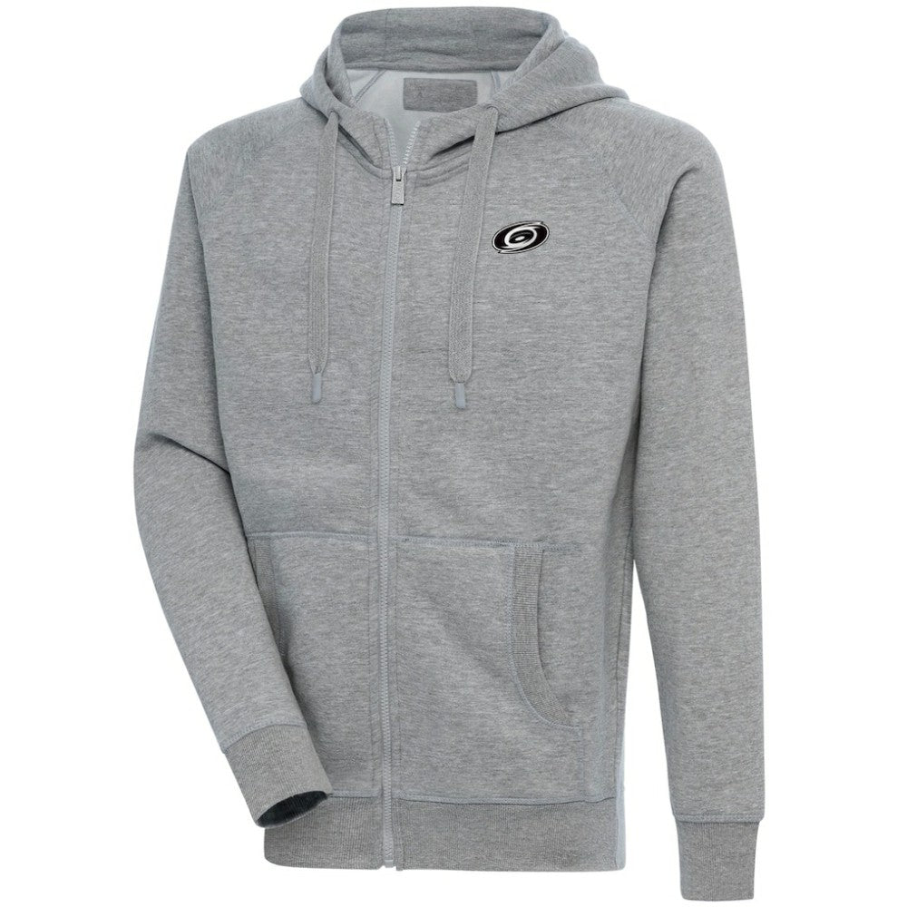 NHL Heather Gray Carolina Hurricanes Antigua Metallic Logo Victory Full-Zip Hoodie