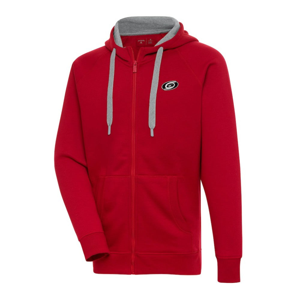 NHL Red Carolina Hurricanes Antigua Metallic Logo Victory Full-Zip Hoodie