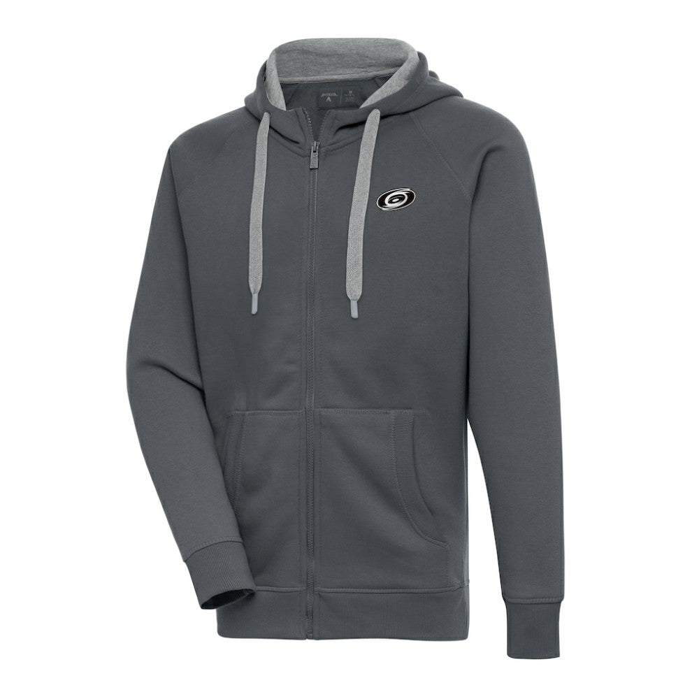 NHL Charcoal Carolina Hurricanes Antigua Metallic Logo Victory Full-Zip Hoodie