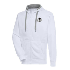 NHL White Chicago Blackhawks Antigua Metallic Logo Victory Full-Zip Hoodie