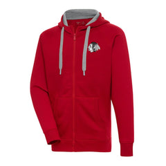 NHL Red Chicago Blackhawks Antigua Metallic Logo Victory Full-Zip Hoodie