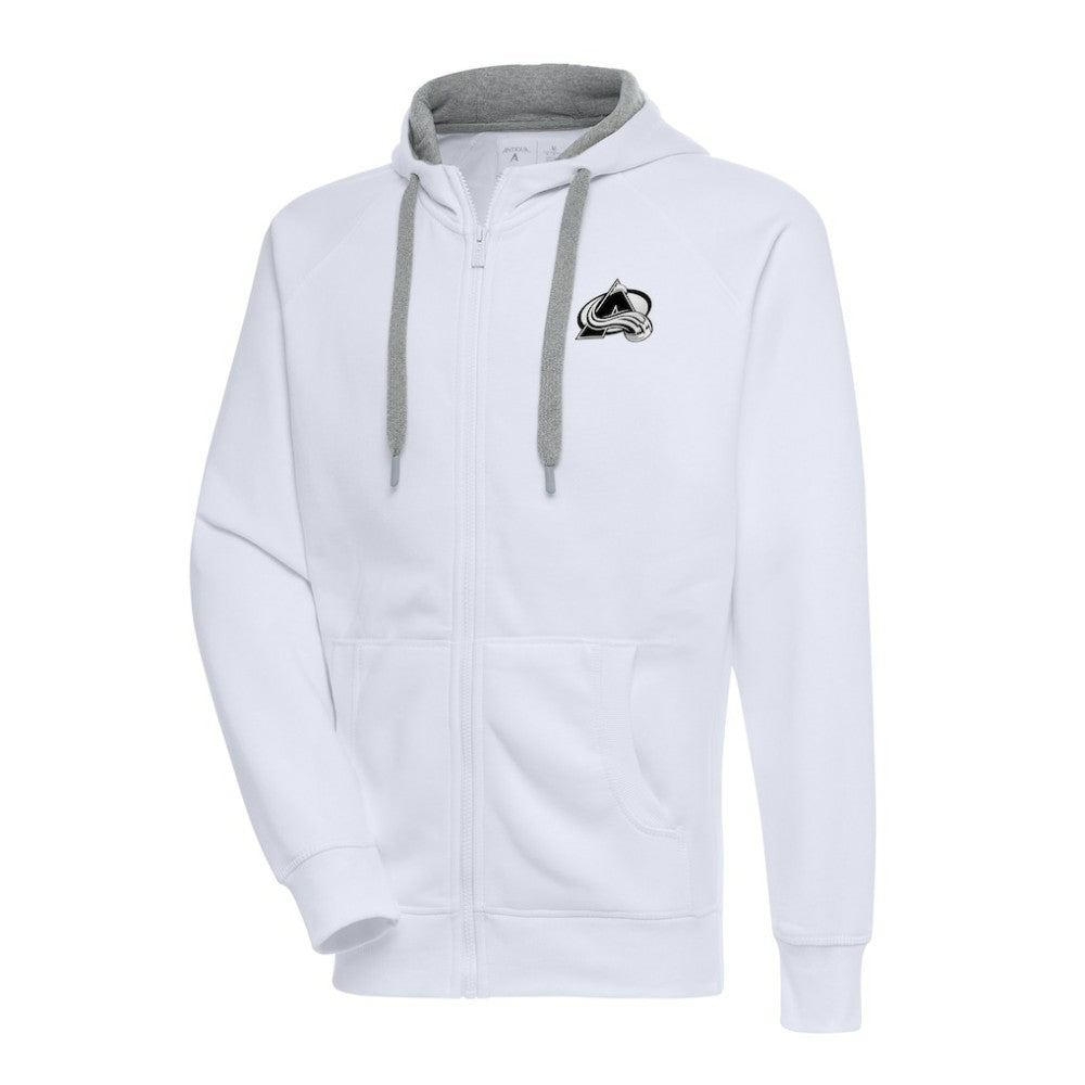 NHL White Colorado Avalanche Antigua Metallic Logo Victory Full-Zip Hoodie