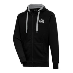 NHL Black Colorado Avalanche Antigua Metallic Logo Victory Full-Zip Hoodie