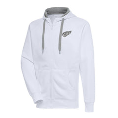 NHL White Detroit Red Wings Antigua Metallic Logo Victory Full-Zip Hoodie